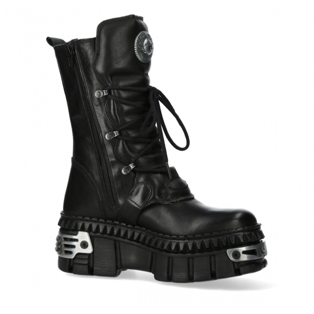 New Rock Leather Boots M-WALL1473-S9 Combat Reactor 🖤